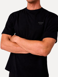 Camiseta Guess Masculina Mini Chest Rubber Est.1981 Preta
