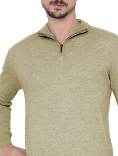Blusa VR Tricot Masculina Half-Zip Stone Cáqui