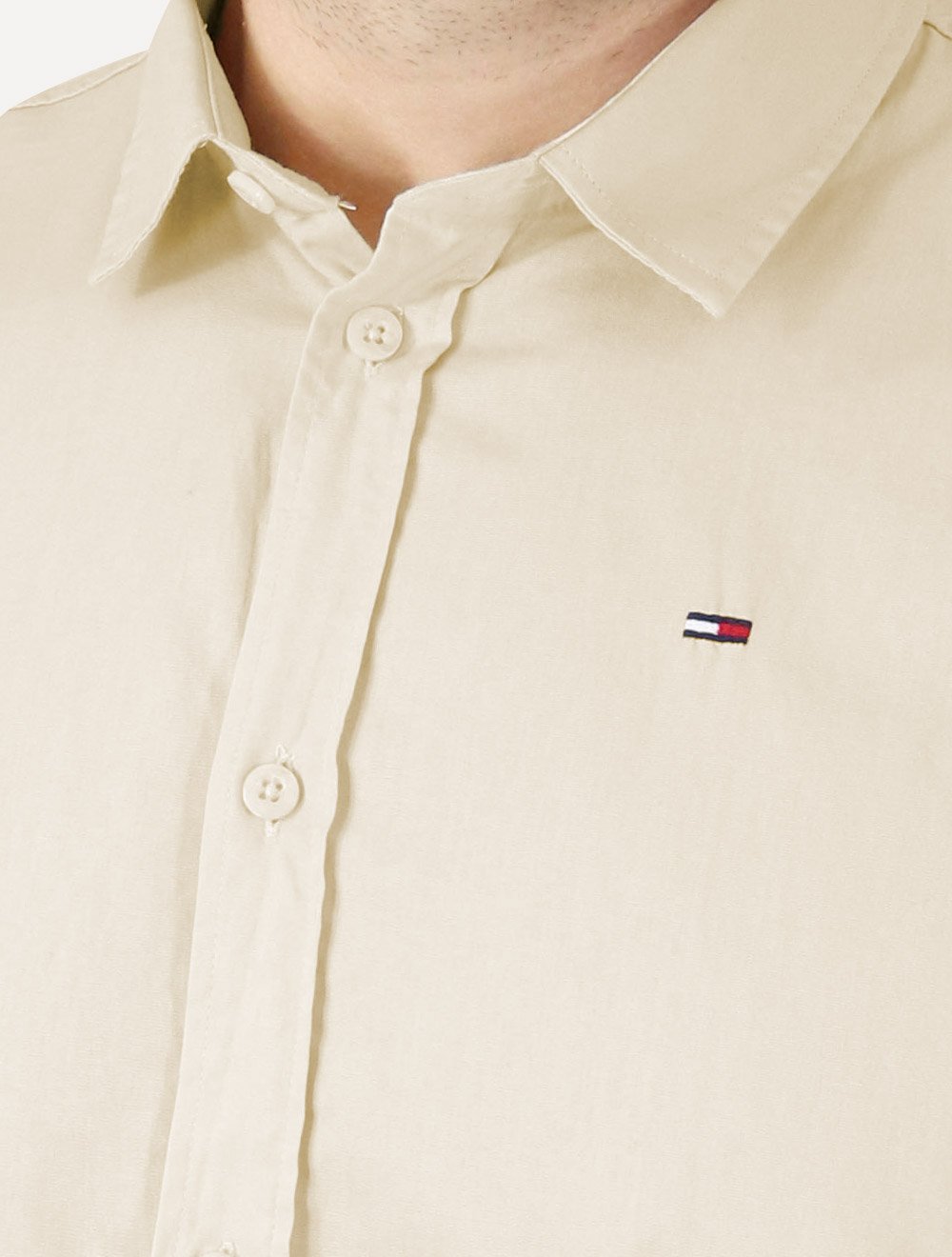Camisa Tommy Jeans Masculina Slim Original Stretch Areia
