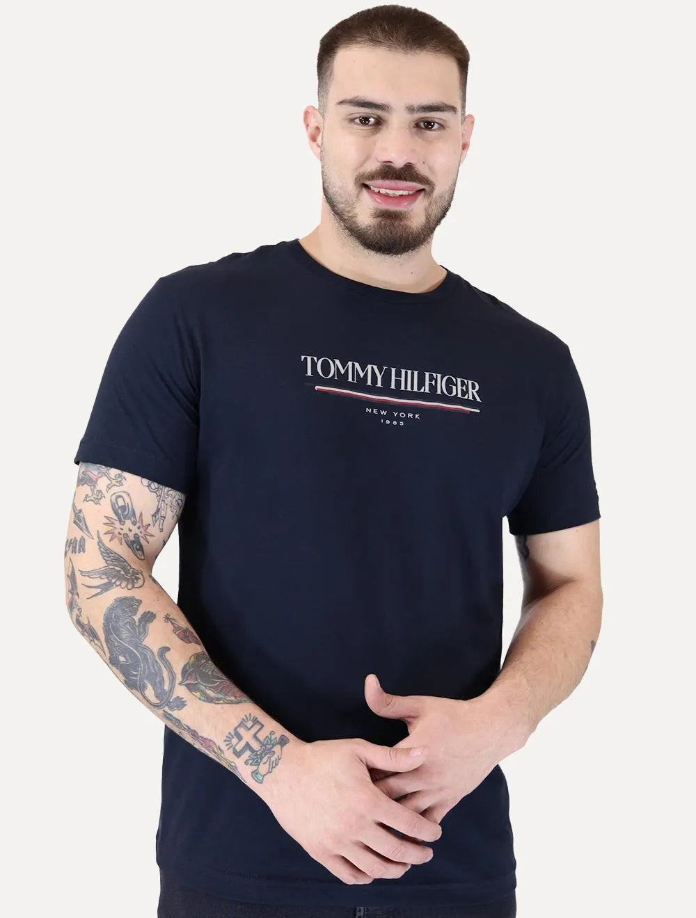 Camiseta Tommy Hilfiger Masculina Brand Love Big Azul Marinho