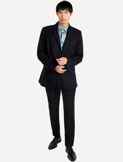 Camisa Armani Exchange Masculina Slim Fit Hidden Button Mono Logo Azul Índigo