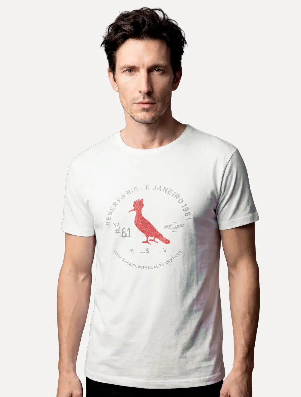 Camiseta Reserva Masculina Carimbo Gaze Off White