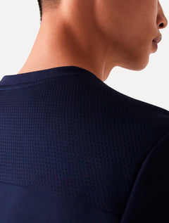 Moletom Lacoste Masculino Crewneck Sport Mesh Panels Azul Marinho