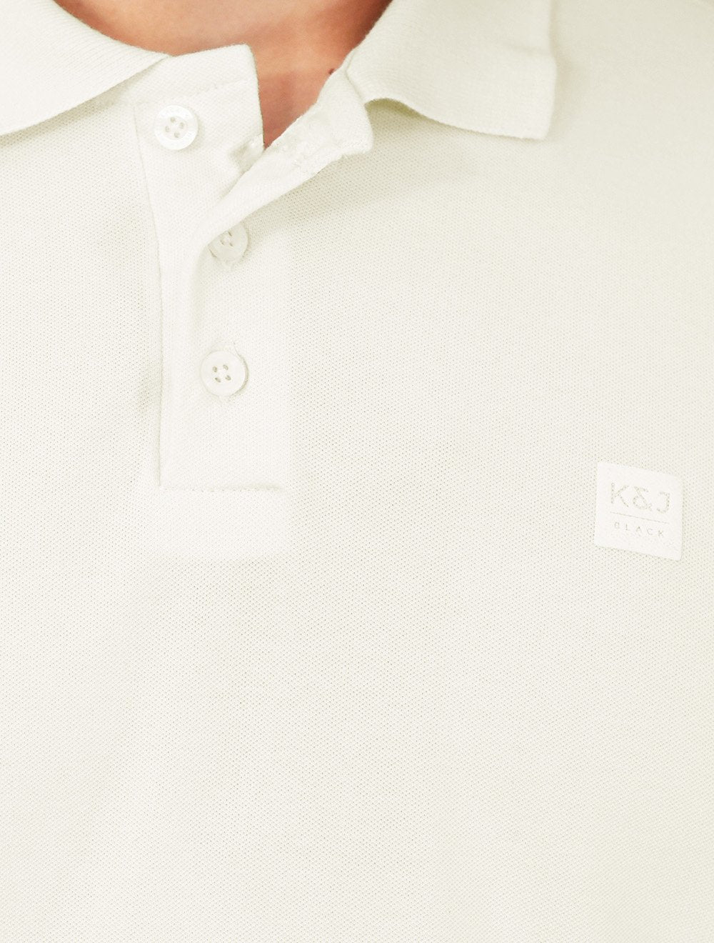 Polo K&J Black Masculina Premium Flex Slim Off-White