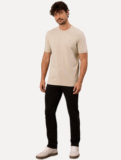 Camiseta Calvin Klein Jeans Masculina Malhão CK Logo Cáqui Claro