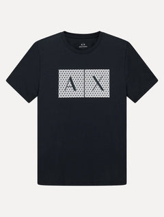 Camiseta Armani Exchange Masculina Slim Fit com Logo Gráfico Azul Marinho