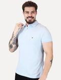 Polo Tommy Hilfiger Masculina Slim Piquet 1985 Azul Céu