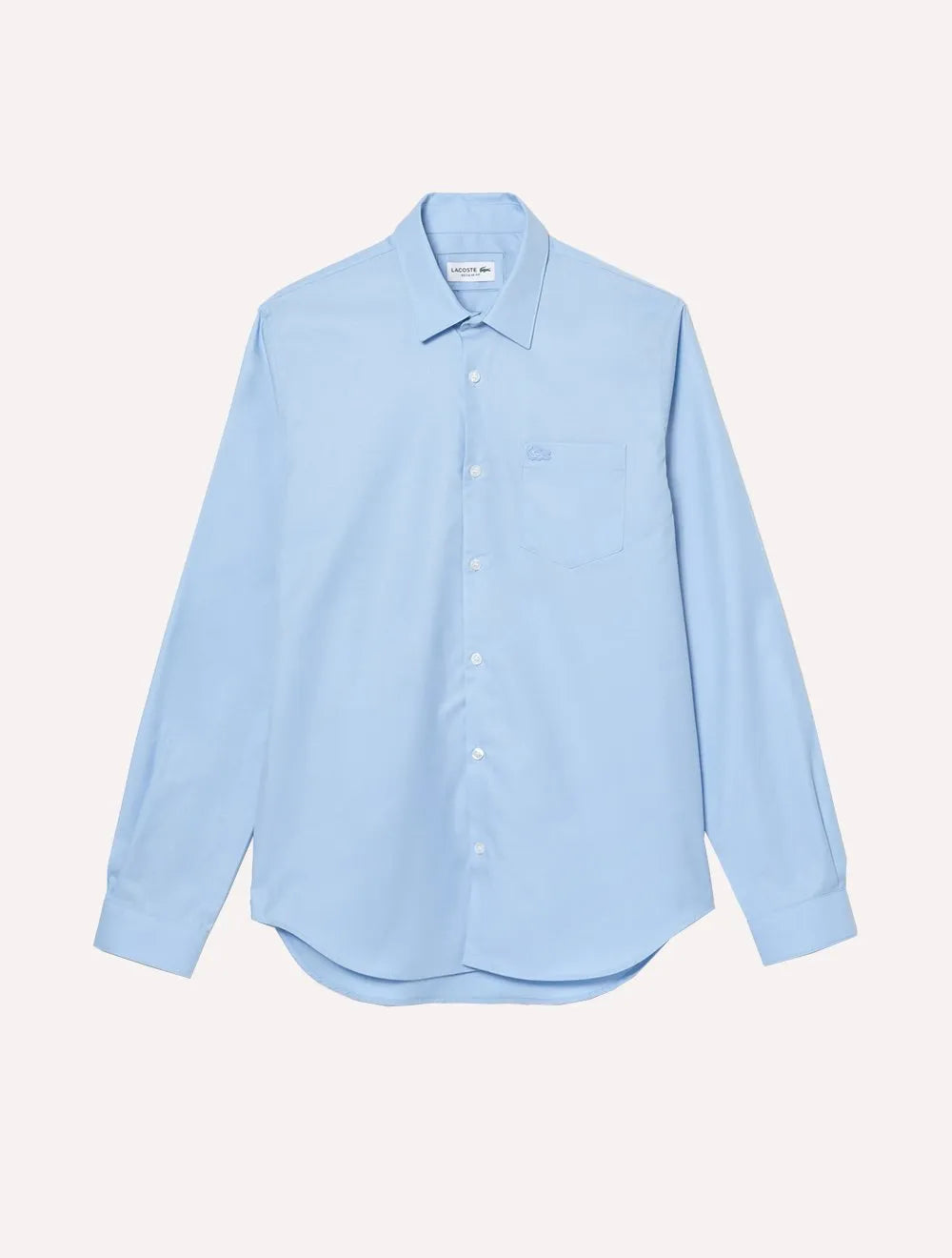 Camisa Lacoste Masculina Regular Poplin Cotton Pocket Mono Azul Claro