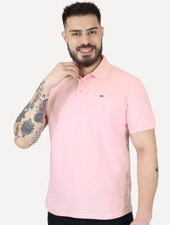 Polo Tommy Hilfiger Masculina Piquet Regular Placket Rosa