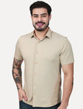 Camisa Aramis Masculina Manga Curta Slim Mista Italia Cáqui