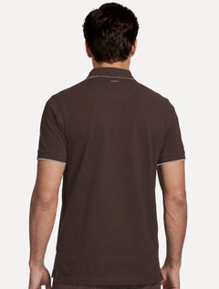 Polo Aramis Masculina Piquet White Friso Bordô Escuro