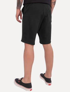 Bermuda Calvin Klein Jeans Moletom CK Silk Barra Rect Preta