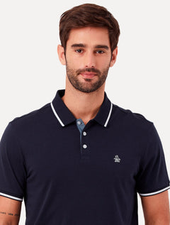 Polo Original Penguin Masculina Malha Jersey Lisa Frisos Azul Marinho