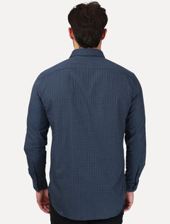 Camisa Aramis Masculina Slim Mini Xadrez Damero Azul Médio/Preto