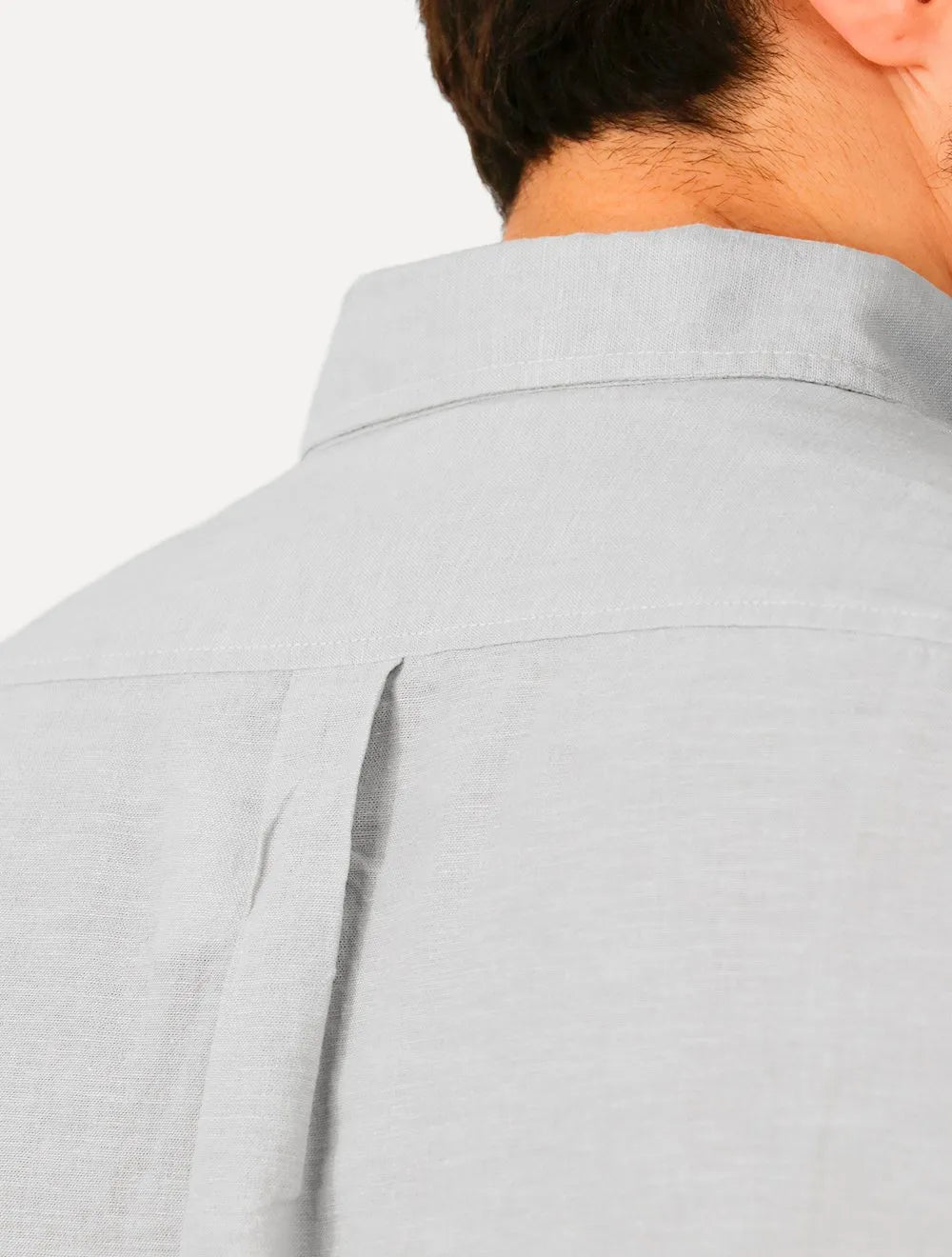 Camisa Ralph Lauren Masculina Linho Dark Icon Cinza Claro Mescla