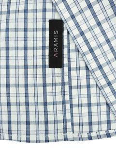 Camisa Aramis Masculina Regular Pocket Tricoline Xadrez Azul/Branca
