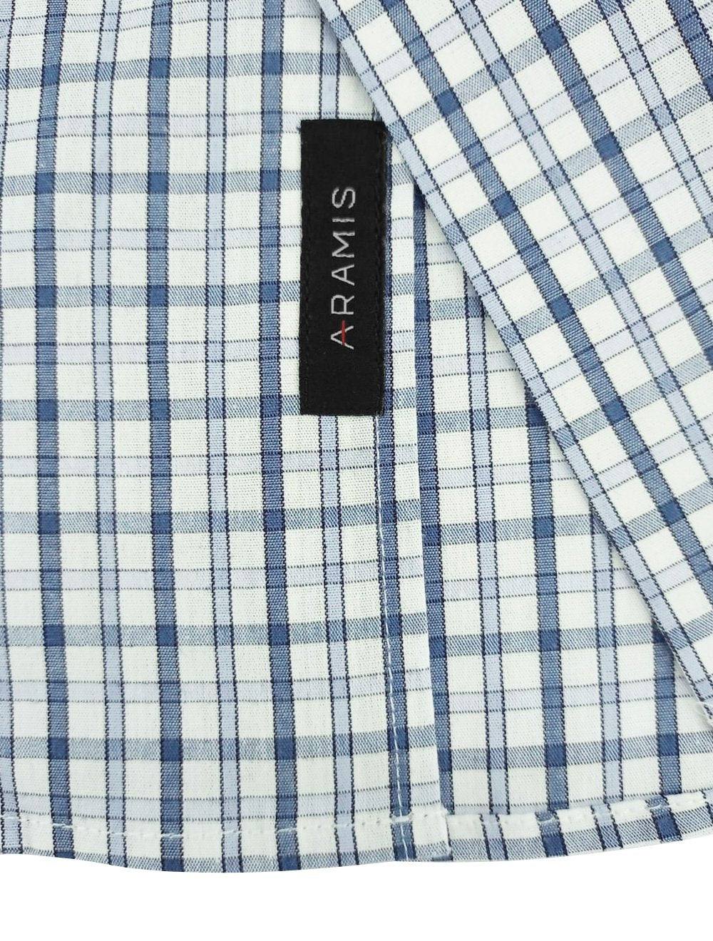 Camisa Aramis Masculina Regular Pocket Tricoline Xadrez Azul/Branca