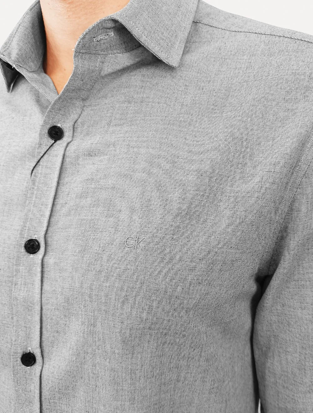 Camisa Calvin Klein Jeans Masculina Slim Tela Algodão Cinza Mescla