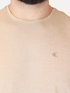 Camiseta Calvin Klein Jeans Masculina Botonê Caqui Médio