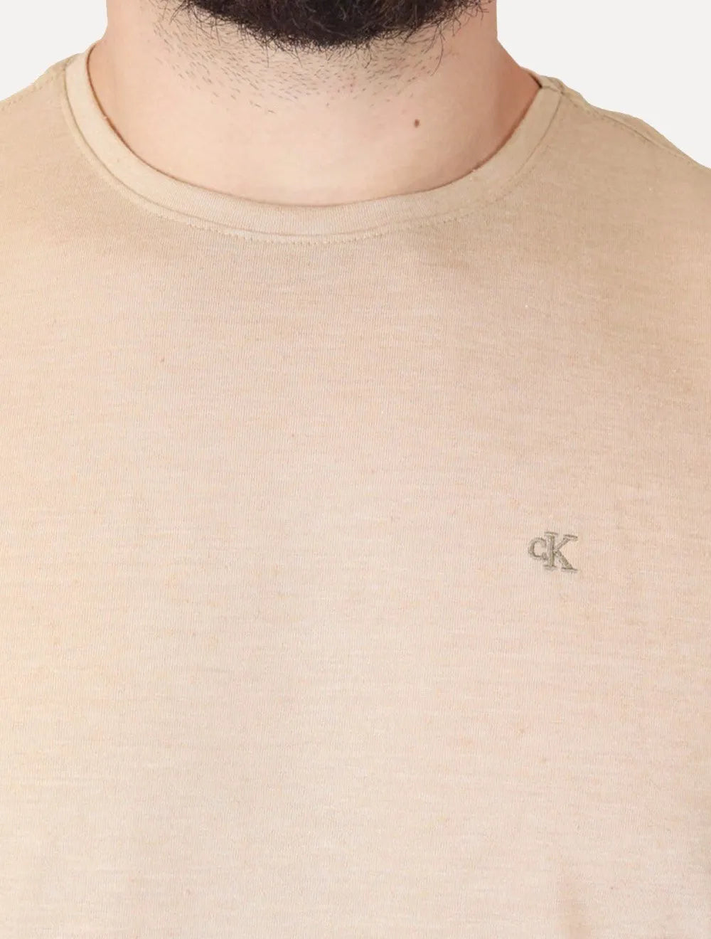Camiseta Calvin Klein Jeans Masculina Botonê Caqui Médio