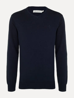 Tricot Dudalina Masculino Decote V Básico Azul Marinho