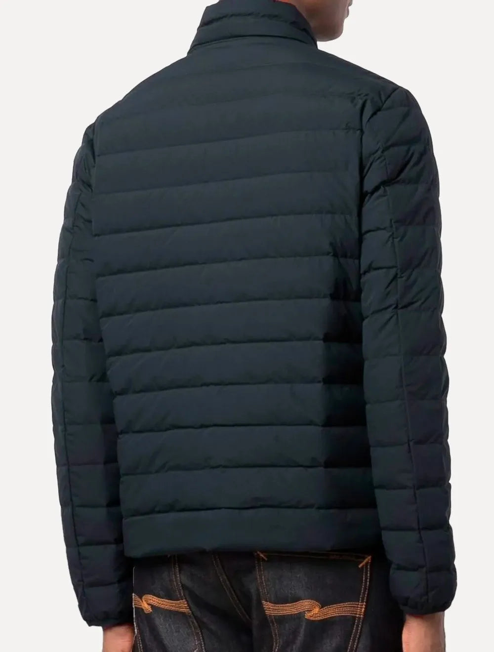 Jaqueta Empório Armani Masculina Matelassê Full-Zip Black Logo Azul Marinho
