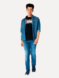 Camiseta Tommy Jeans Masculina Classic Athletic Twisted Logo Preta