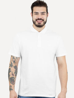 Polo John John Masculina Light Button Transfer Branca