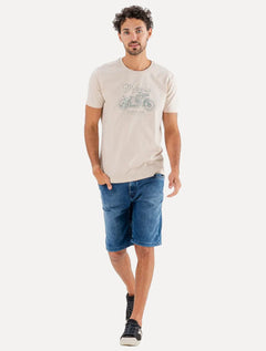 Bermuda King & Joe Jeans Masculina Slim Blue Black Azul Médio