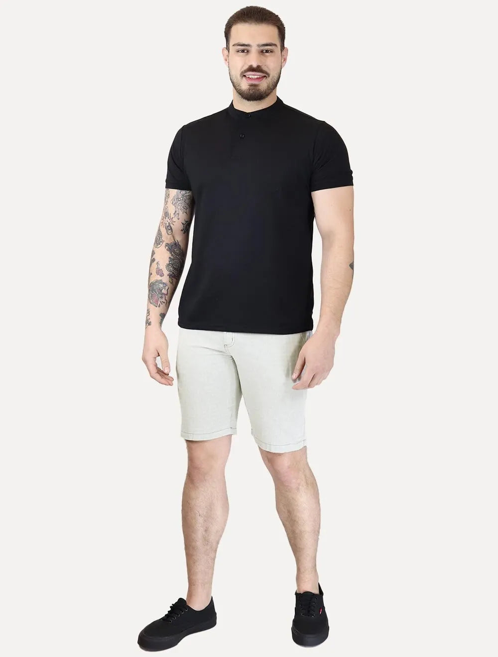 Bermuda Aramis Masculina Chino Fishbone Cinza Claro