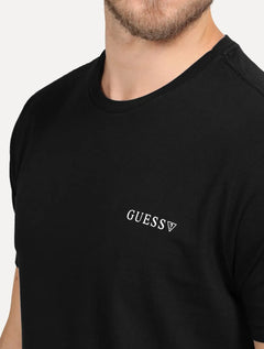 Camiseta Guess Masculina Small Silk Logo Preta