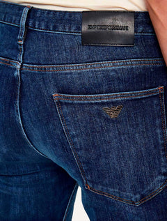 Calça Jeans Empório Armani Masculina J06 Slim Fit  Cintura Regular Azul Médio