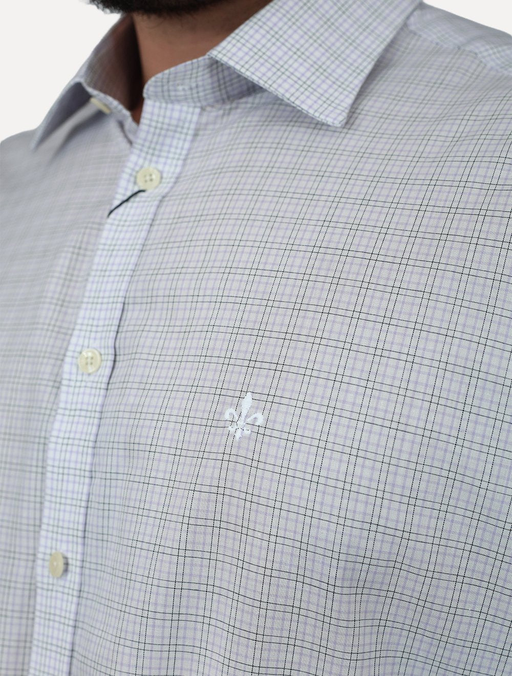 Camisa Dudalina Masculina Comfort Superfine Cotton Xadrez Roxo Claro