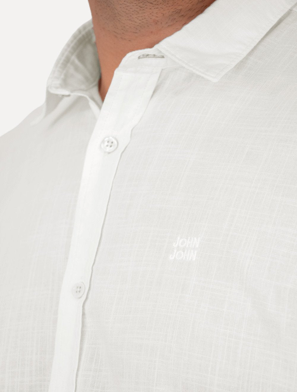 Camisa John John Masculina Relaxed Manga Curta Cotton Branca
