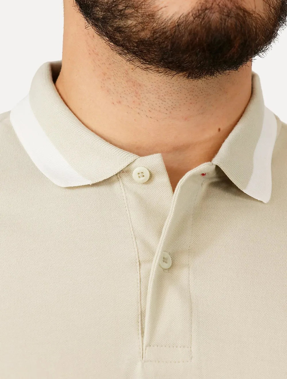 Polo Tommy Jeans Masculina Piquet Regular Placket Friso Areia