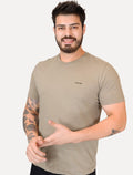 Camiseta Calvin Klein Masculina Flame New Logo Cáqui Médio