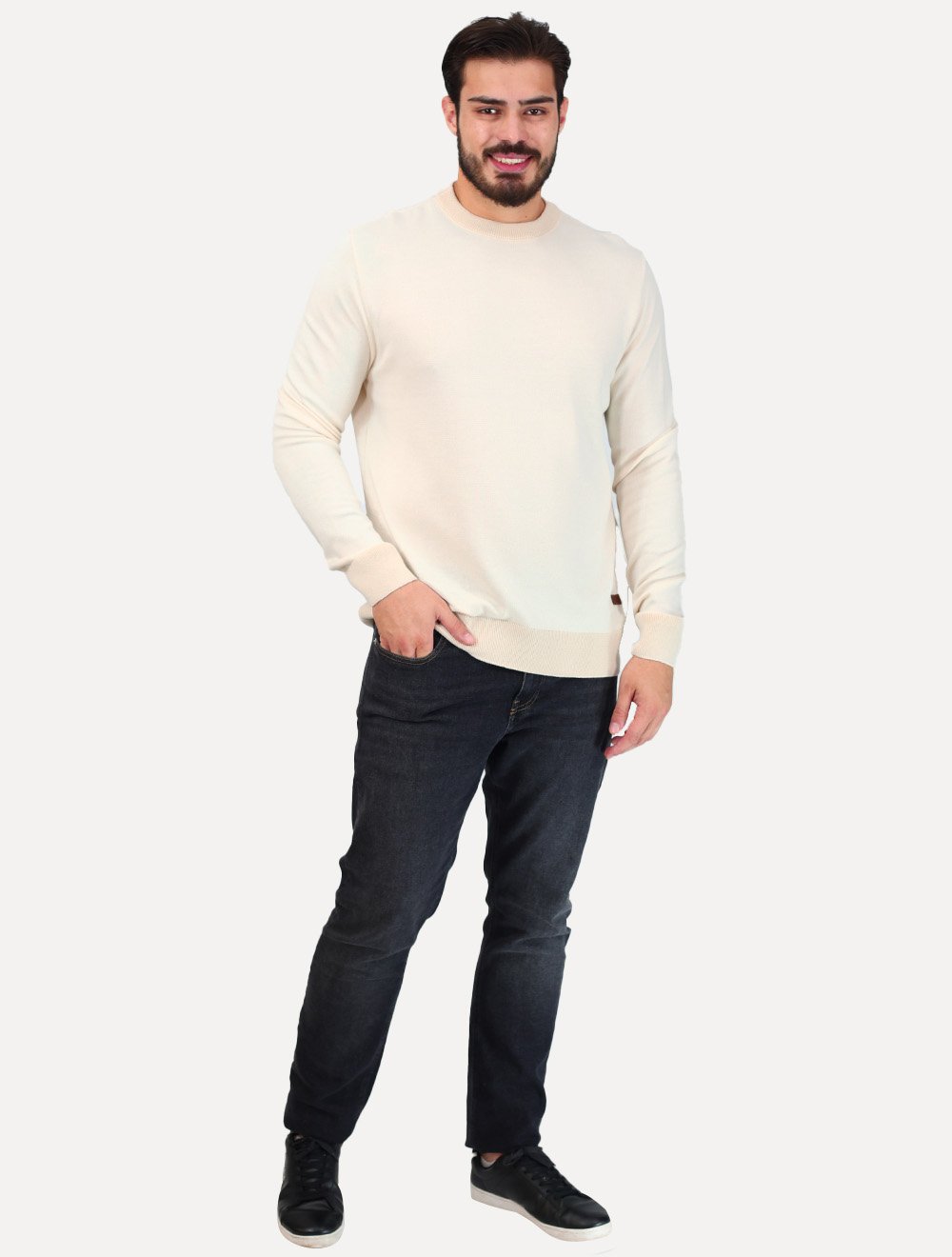 Suéter John John Masculino Regular Fit Tricot Smooth Areia