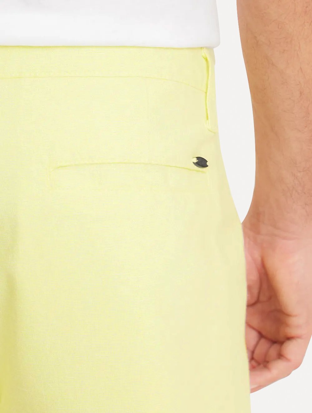 Bermuda Aramis Masculina Sarja Chino Cós Chambray Amarelo Neon