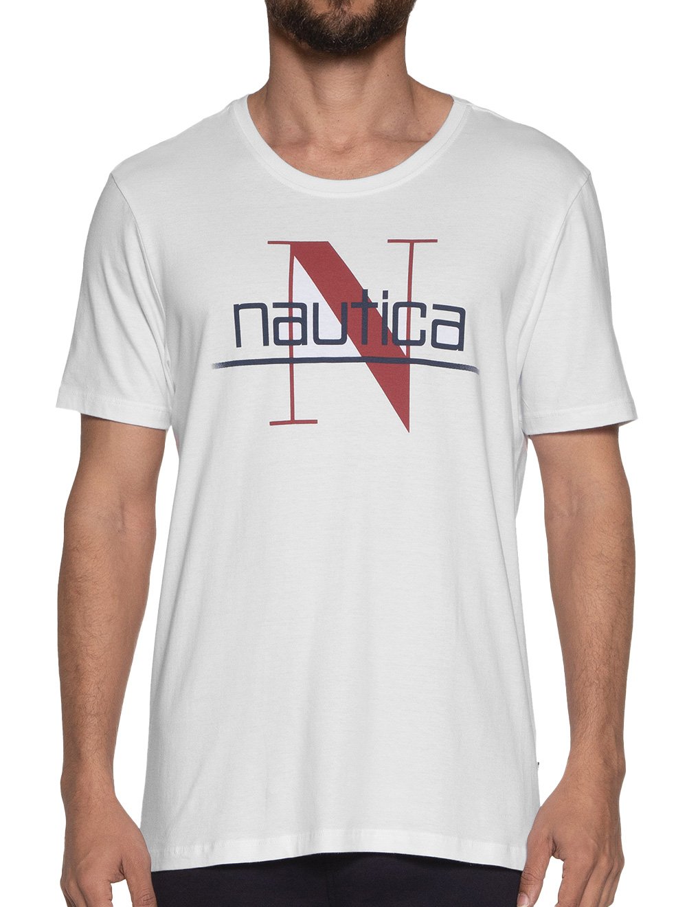 Camiseta Nautica Masculina N Logo Underline Branca