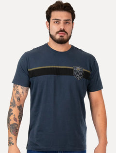 Camiseta Osklen Masculina Regular Brasão Futebol Azul Marinho