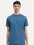 Camiseta Fred Perry Masculina Regular Ringer Logo Azul Médio