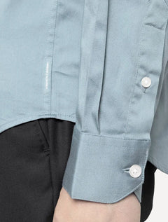 Camisa Armani Exchange Masculina Slim Fit Hidden Button Mono Logo Azul Índigo