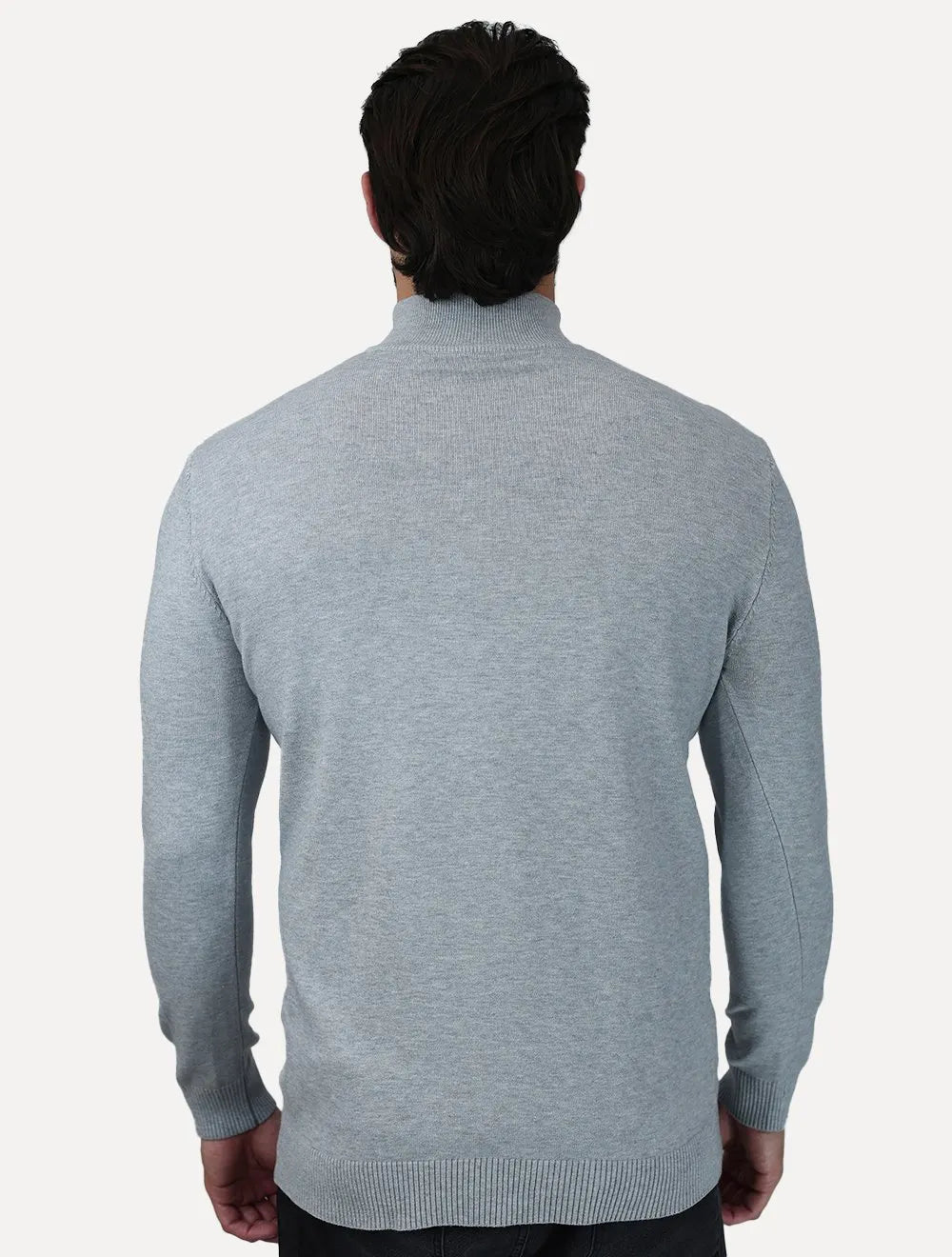 Suéter Dixen Masculina Tricot Manga Longa com Ziper Frontal Cinza