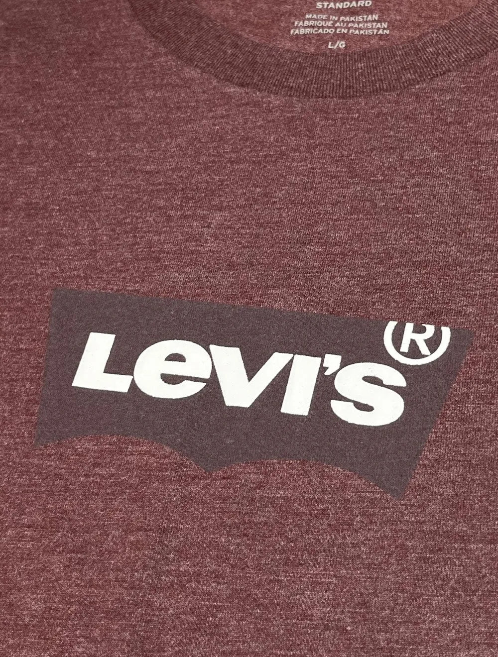 Camiseta Levis Masculina Logo Pequeno Batwing Classic Vermelha Escura