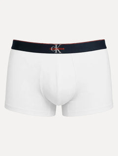 Cueca Calvin Klein Low Rise Trunk Cotton New Re Issue Red Logo Branca