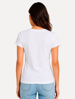 Camiseta Guess Feminina Outline Red Logo Branco
