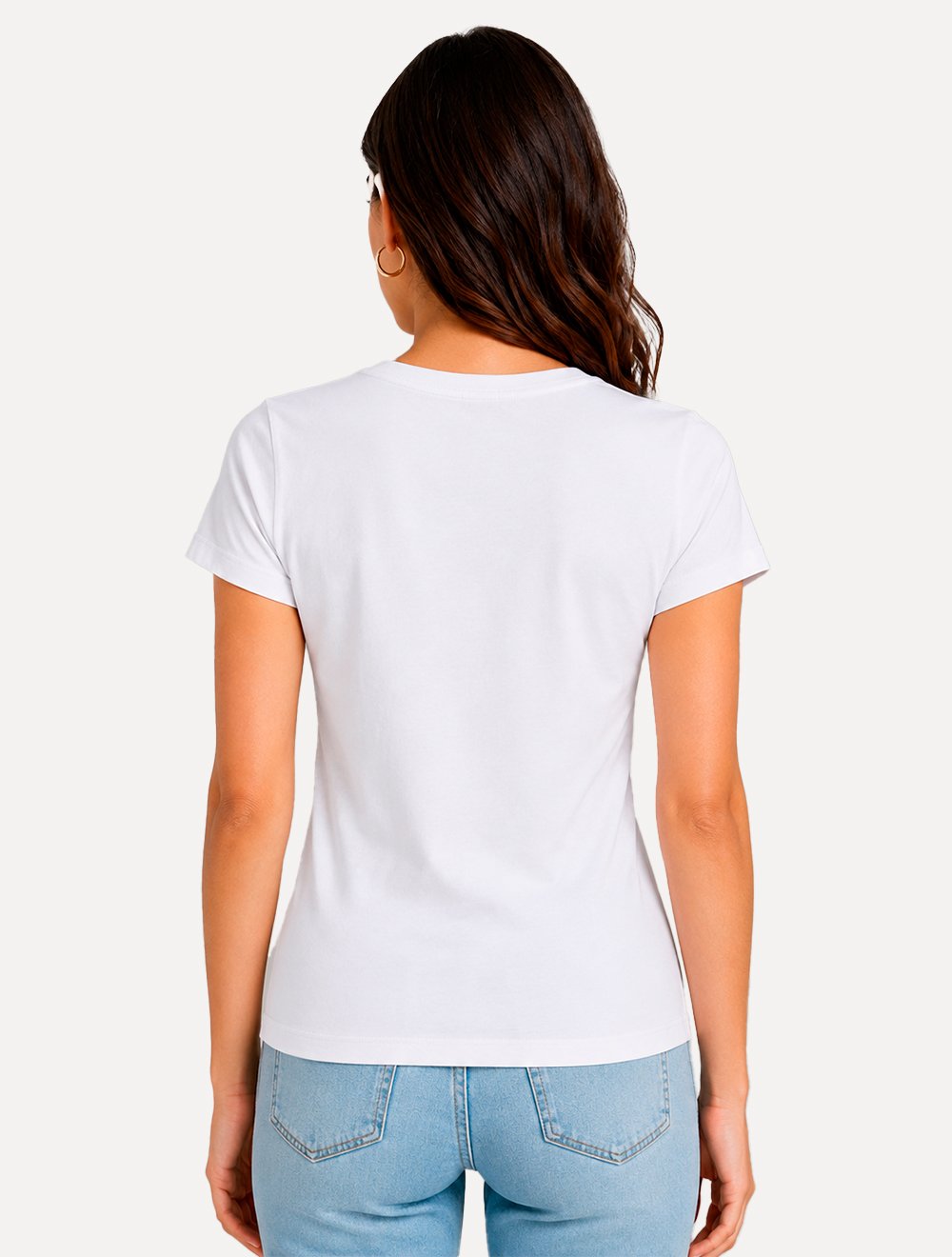 Camiseta Guess Feminina Outline Red Logo Branco