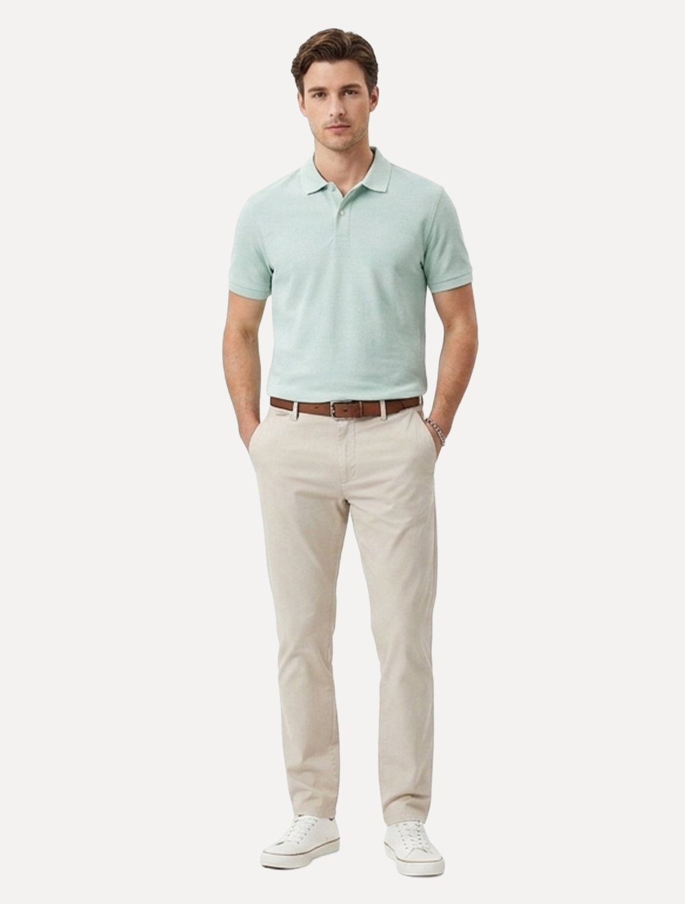 Polo Dudalina Masculina Malha Cotton Linho Verde Médio