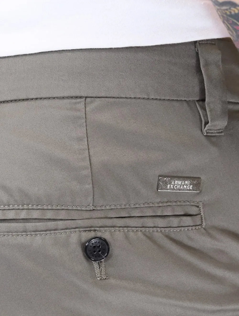Calça Armani Exchange Masculina Social Stretch Chino Cinza