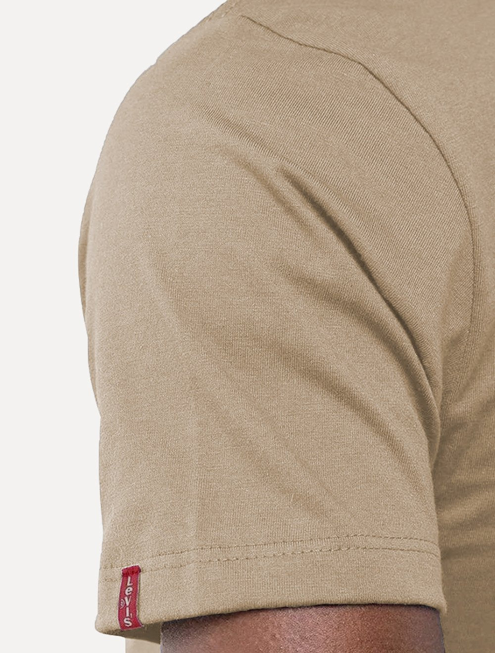 Camiseta Levis Masculina Slim Tag Sleeve Lisa Cáqui Médio